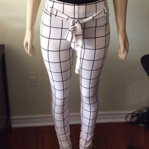 Checkered Tie-Front Pants